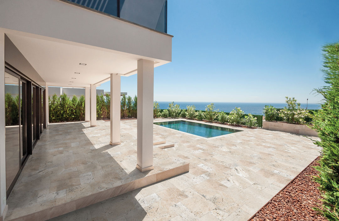 #Philadelphia Travertine Tile, Backyard Pool Tile beauty image