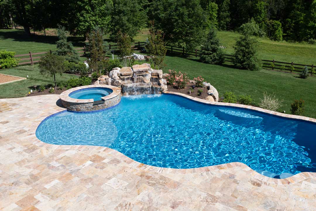 Pool in backyard