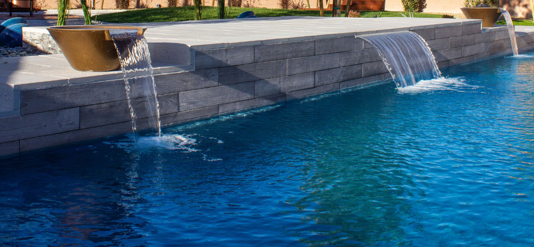 NPT Tulipwood Gray Tile on a Swimming Pool Bond Beam