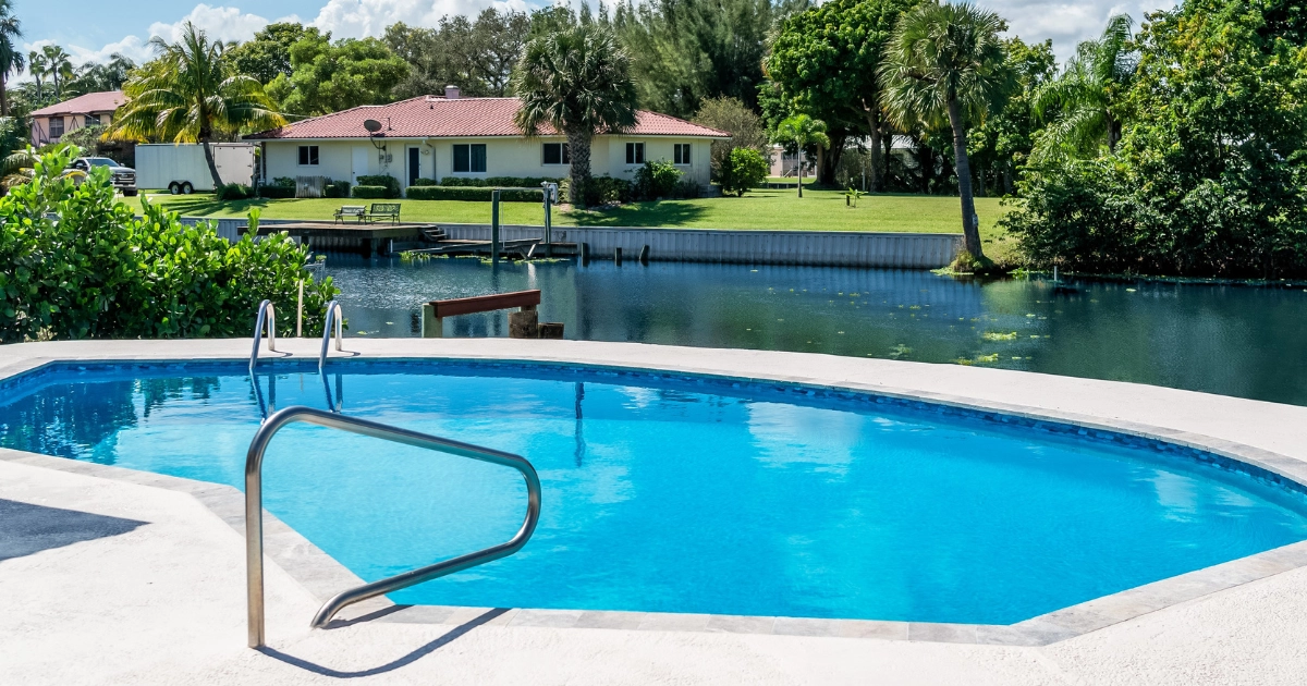 pool with handrail located on river