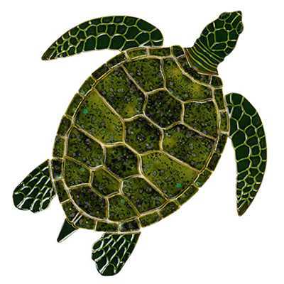 Ceramic Mosaic Green Sea Turtle | GT7-5 Ceramic Mosaics