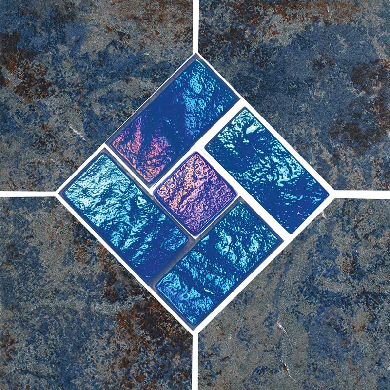 Aztec, Cobalt Deco 6" x 6" | NPT Stone Look Pool Tile