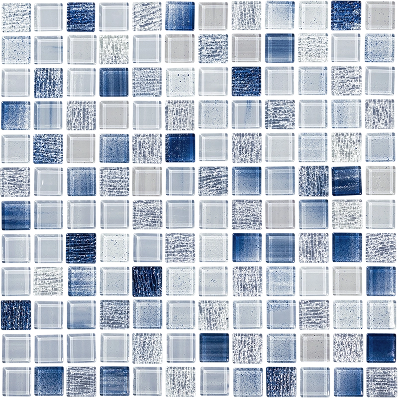 Melody, Alice Blue White - 1" x 1" | NPT Glass Pool Tile