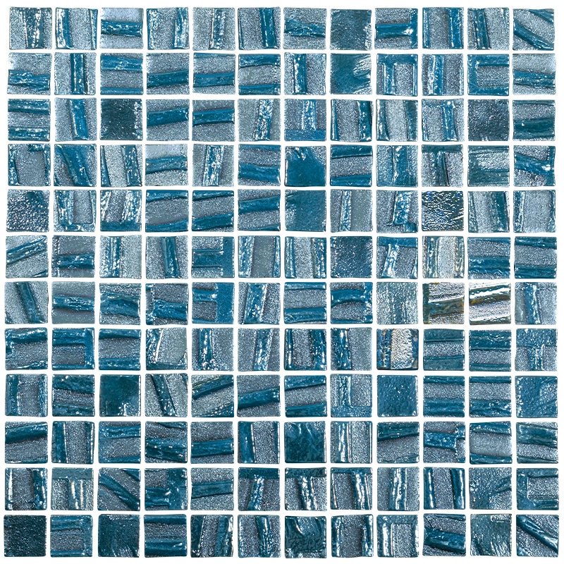 Moon, Blue Planet - 1" x 1" | NPT Glass Pool Tile